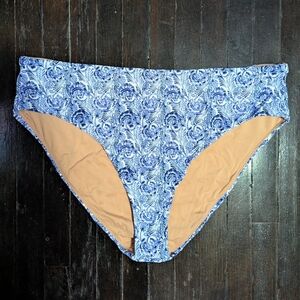 Reimagined By J. Crew High Waist Blue And White Floral Bikini Bottoms